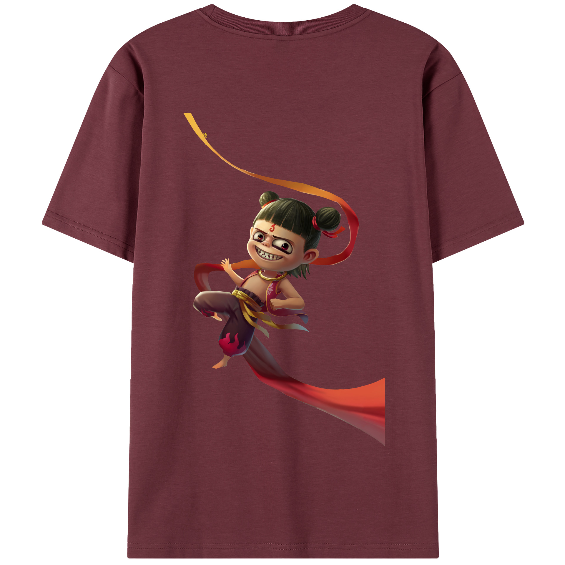 （画像用） Ne Zha 2 ナタ 魔童の大暴れ 綿100％半袖Tシャツ（背面プリント）
